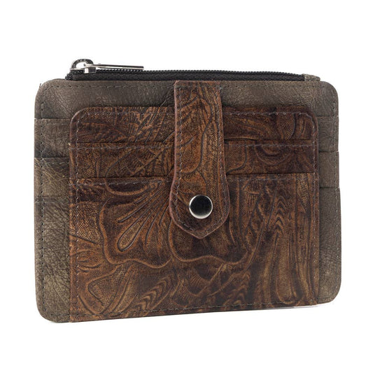 Embossed Leather Credit Card Holder