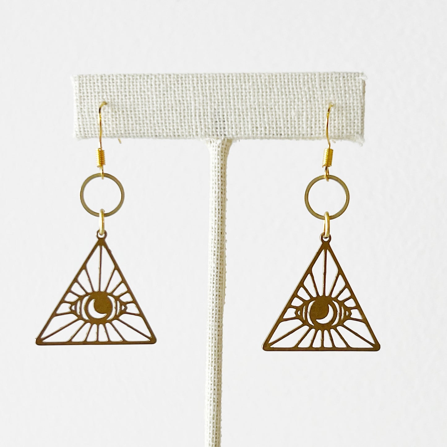 evil eye triangle earrings