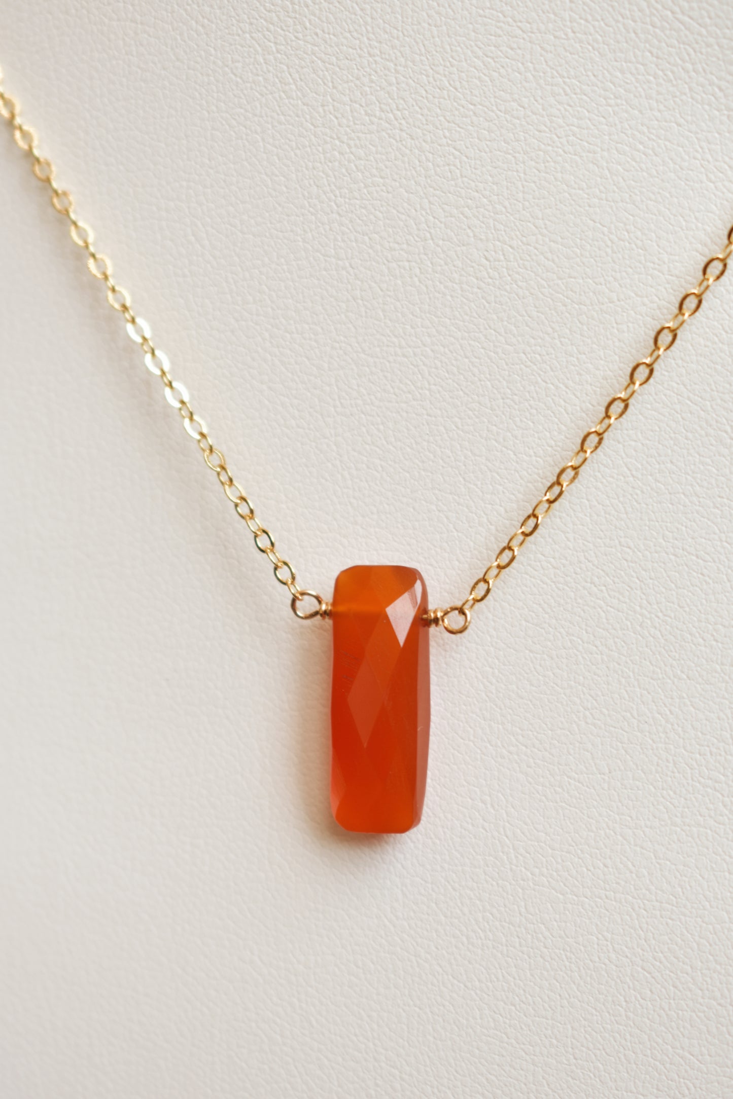 orange chalcendony gold plated choker length layering necklace