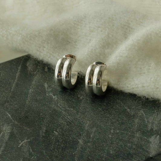 Sela Designs gold or silver dainty huggie hoop earrings ethically made