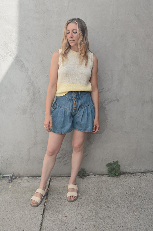 pintuck flare shorts