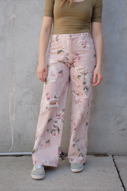 romantic rose jeans