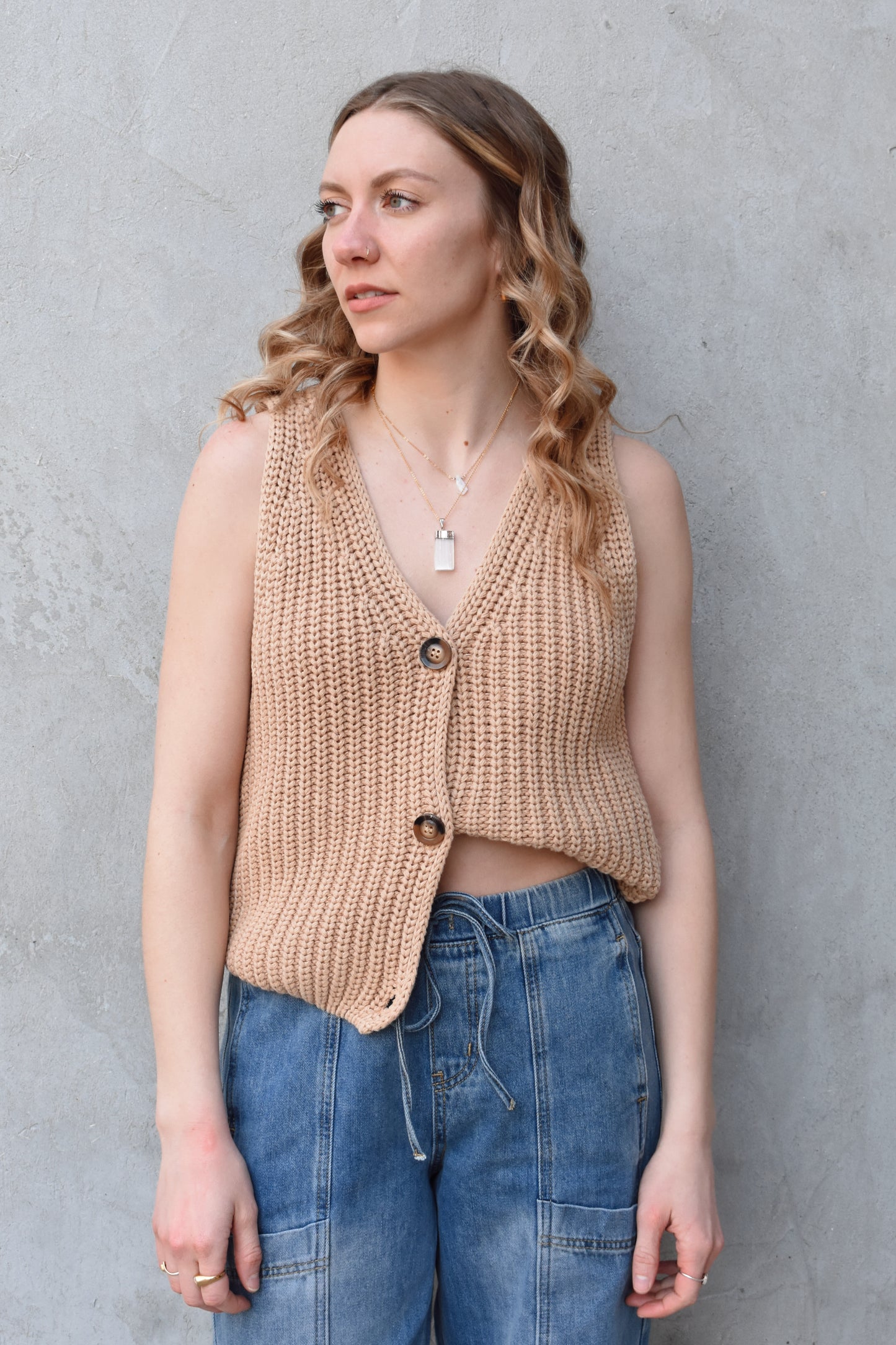 button sweater vest