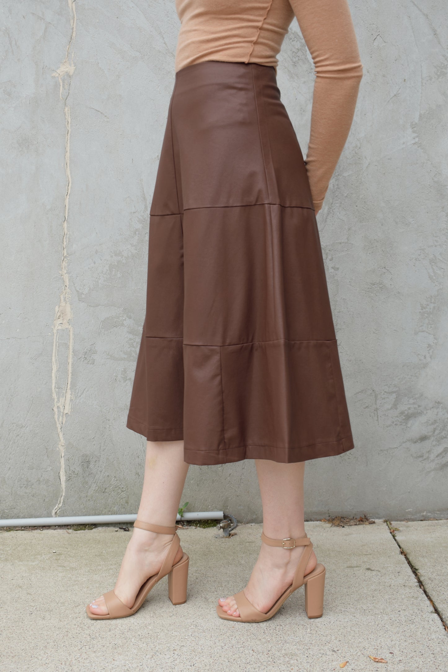faux leather a line skirt