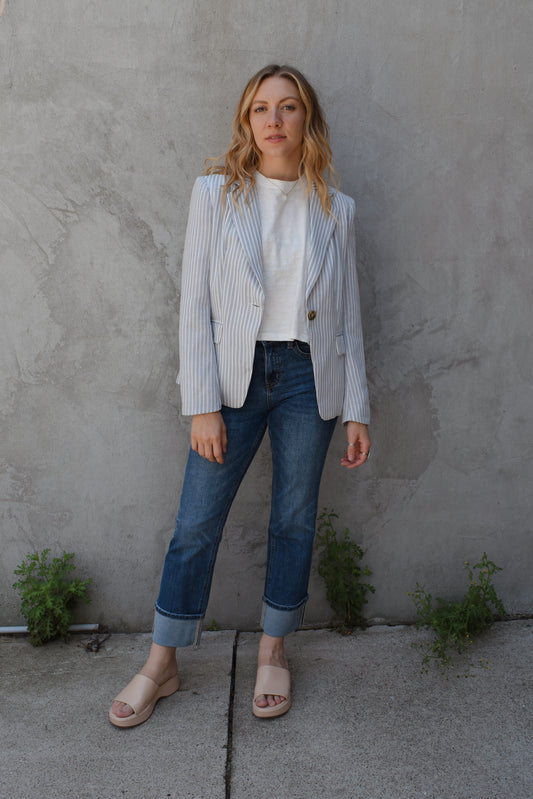 cuffed straight jeans