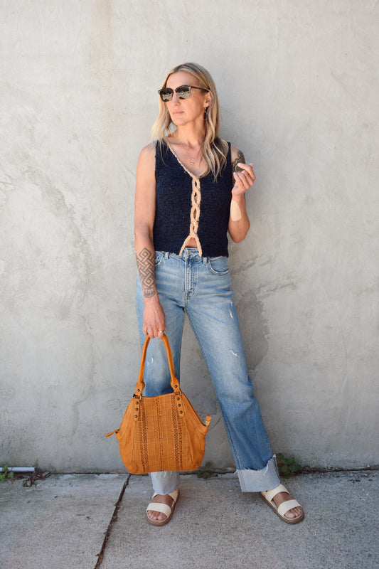 Aileeah cuffed slim wide
