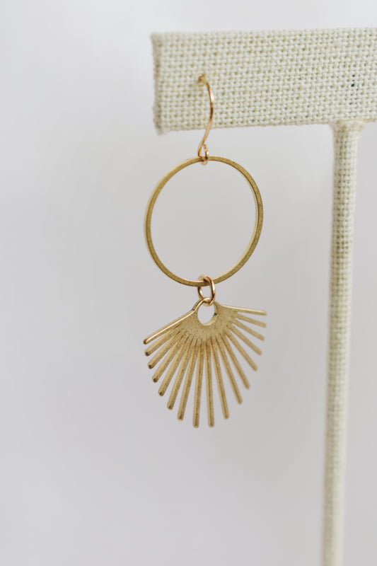 revival made goods gold plated and brass sunbeam statement earrings