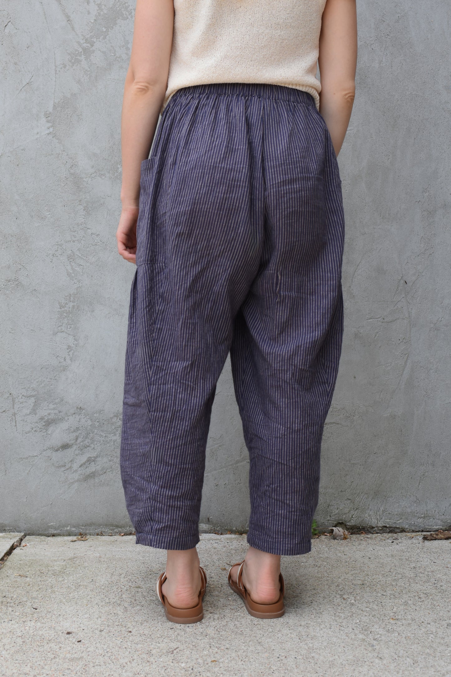pinstriped drawstring pants