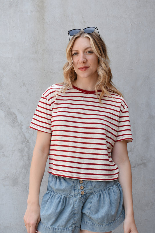 boxy ringer striped tee