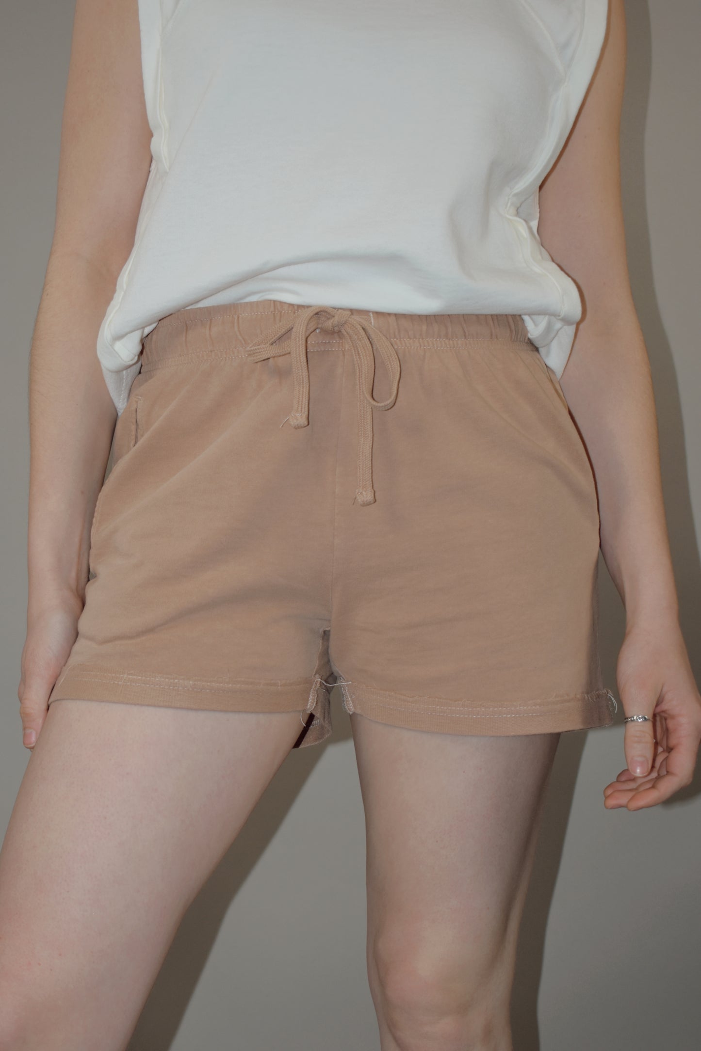 drawstring cotton shorts with pockets athleisure super comfortable thick fabric