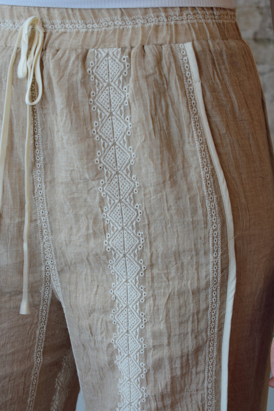 embroidered drawstring pants