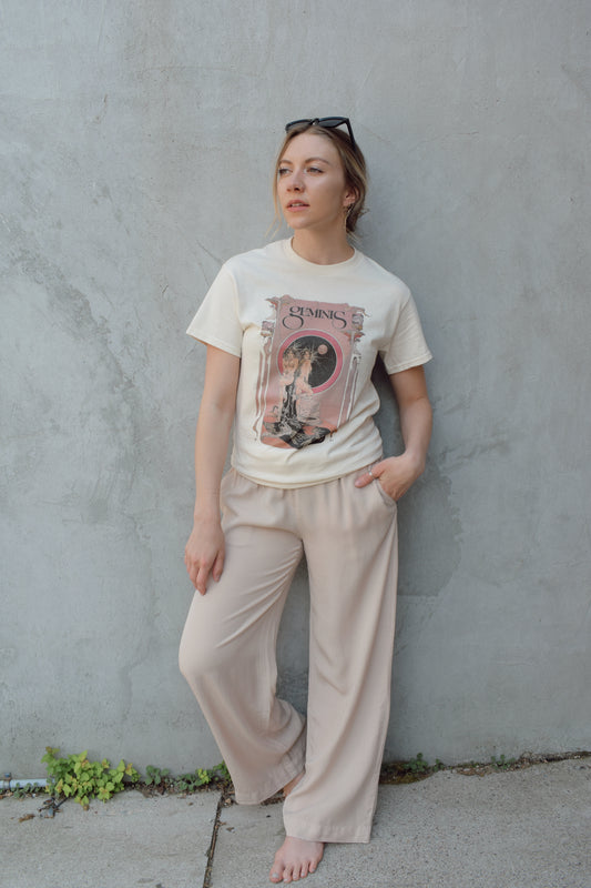 1970s vintage art style zodiac sign unisex t-shirts 100% ring-spun organic cotton with off white speckles in fabric