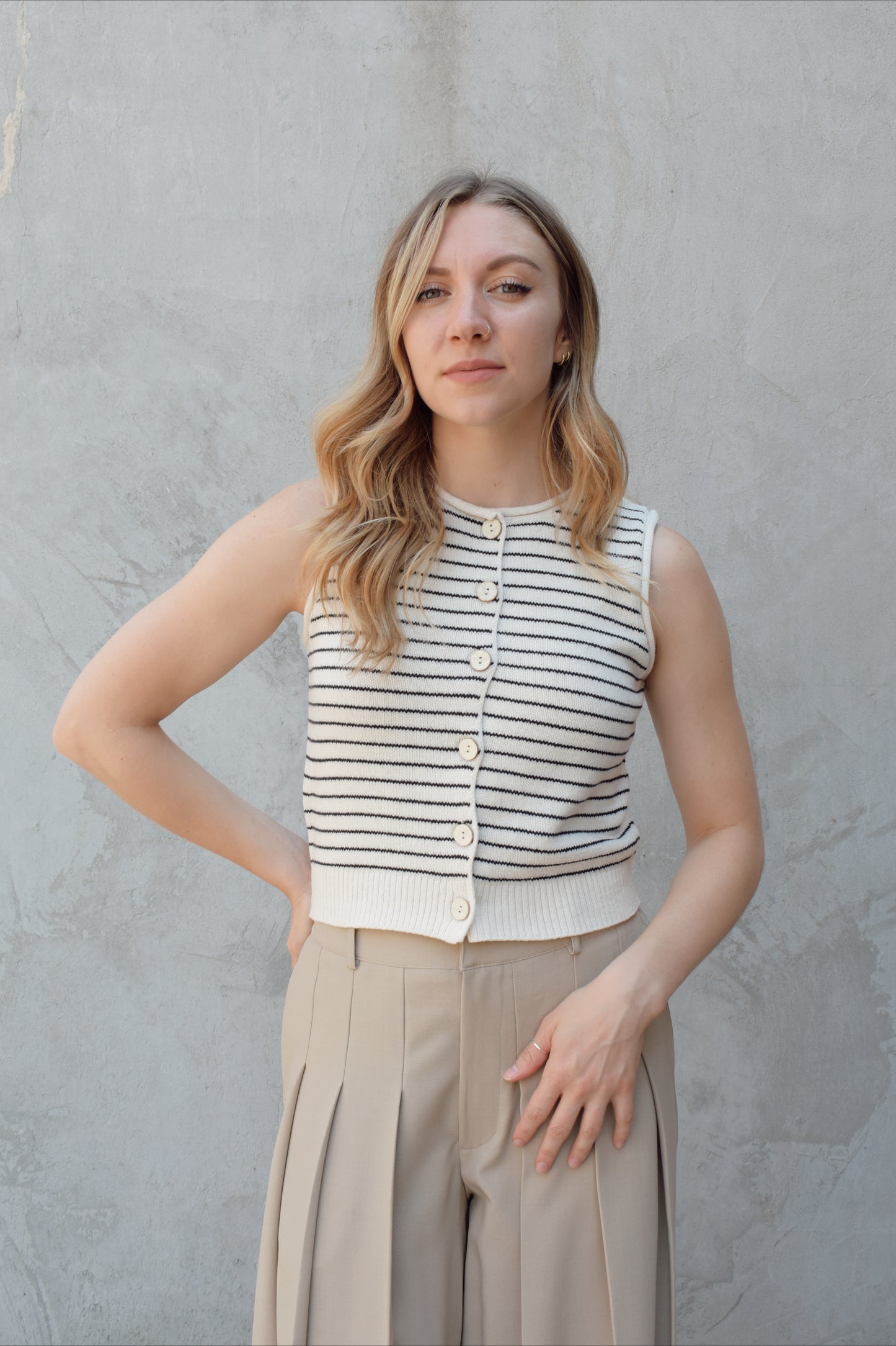 striped sweater vest