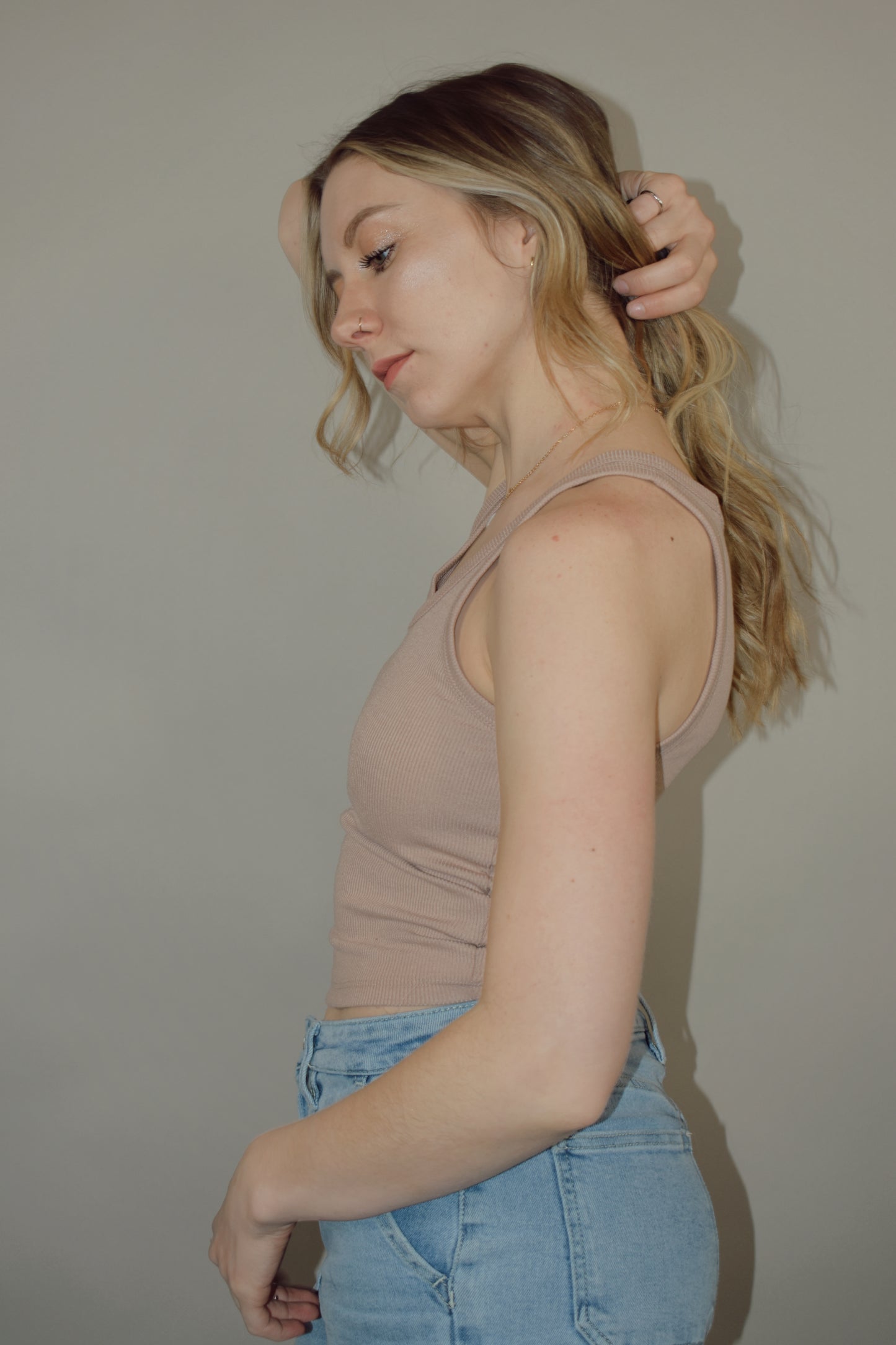 scoop neck cropped basic lightweight ribbed tank fitted