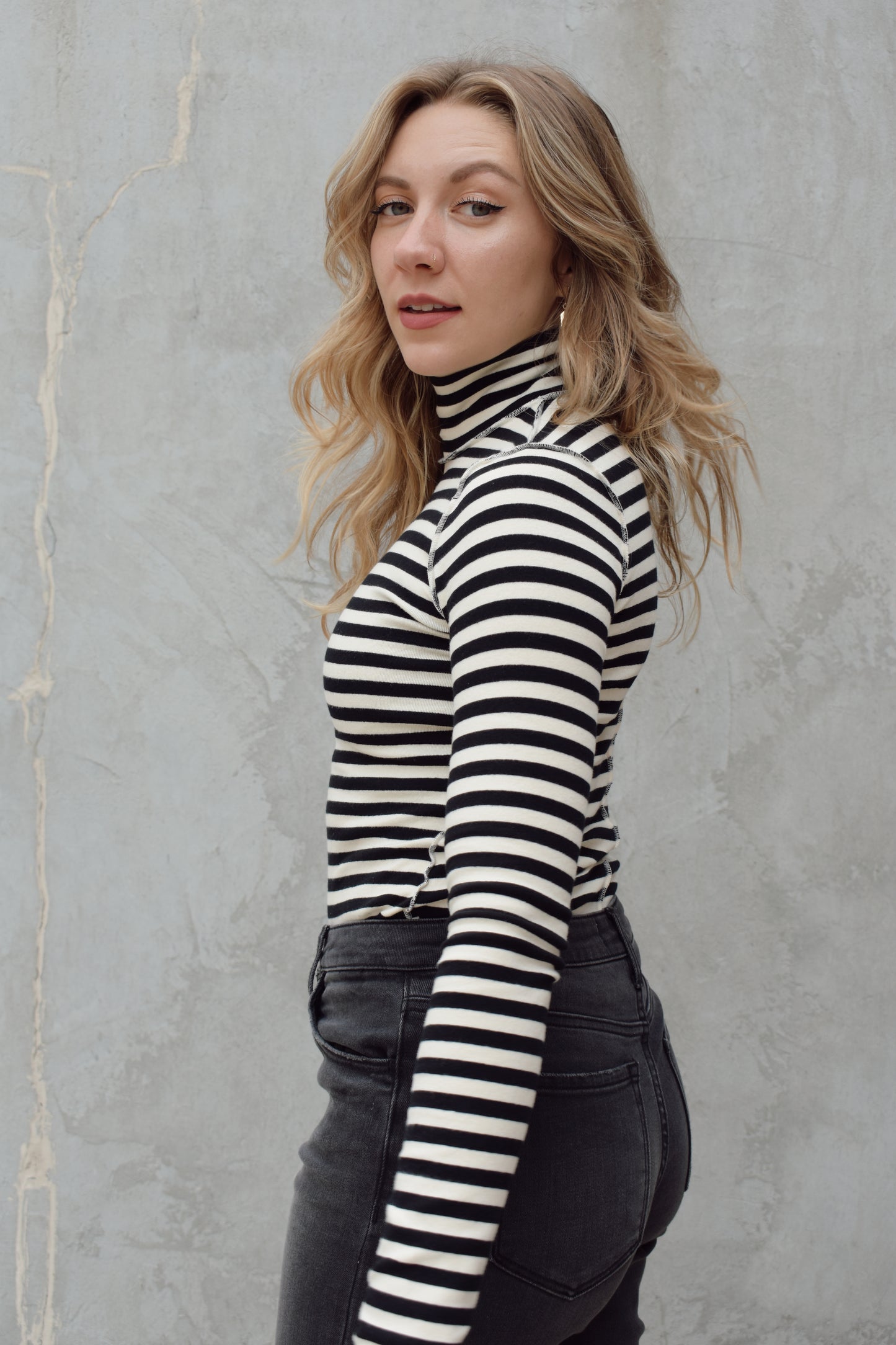 striped turtleneck