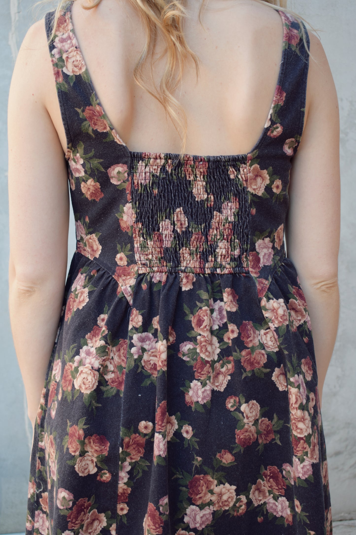 floral denim dress