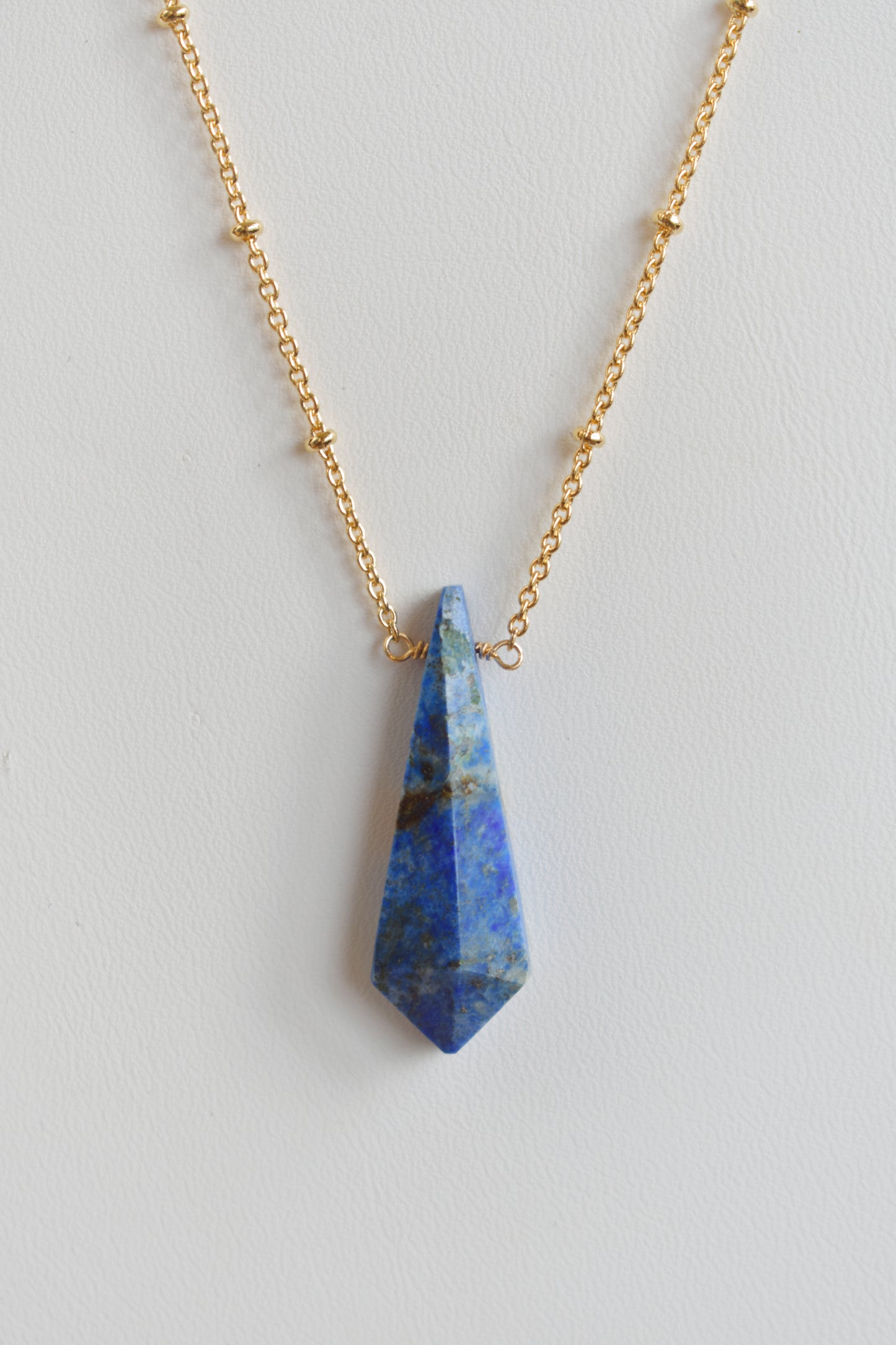 revival made goods lapis lazuli gold plated satellite chain necklace