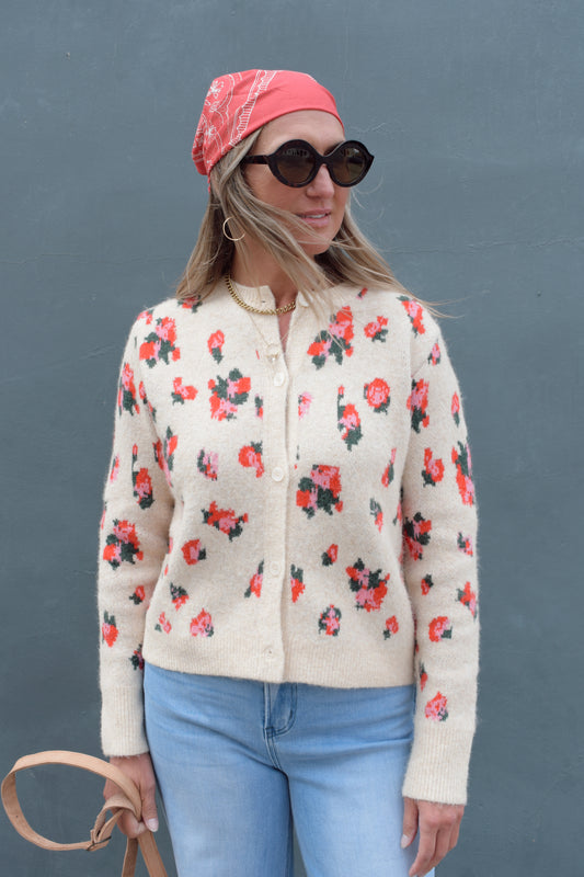 abstract floral cardigan