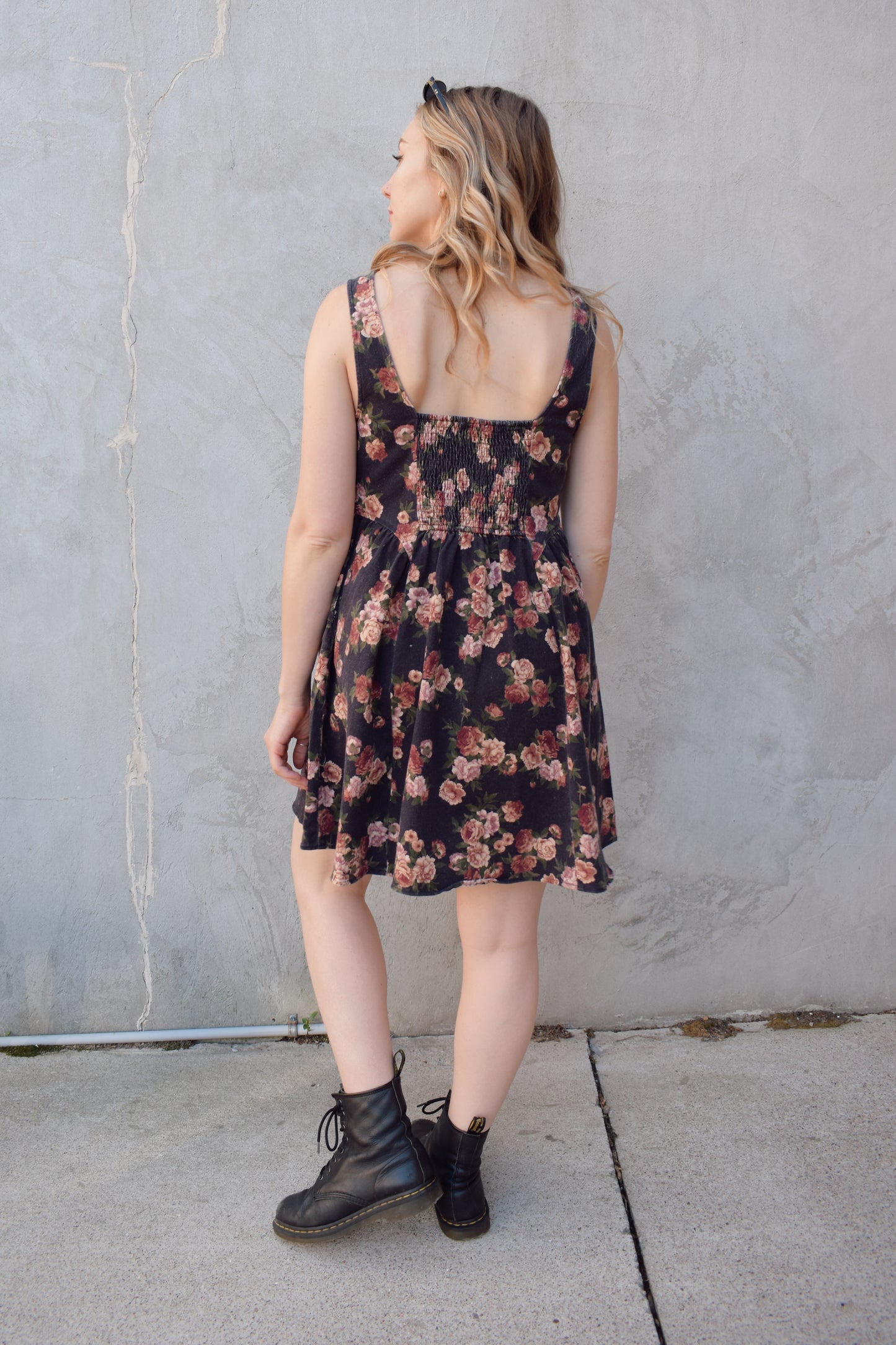 floral denim dress