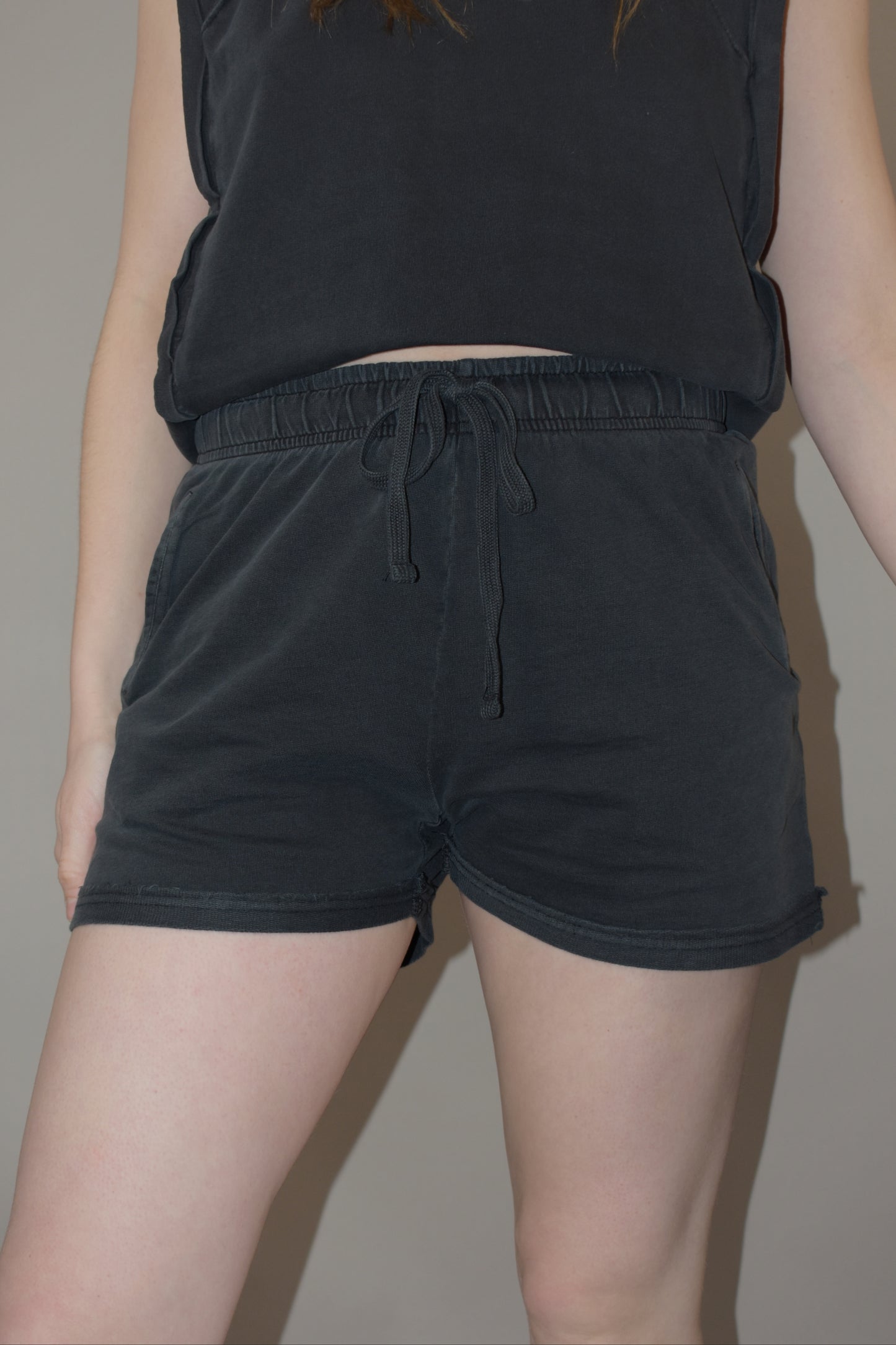 drawstring cotton shorts with pockets athleisure super comfortable thick fabric