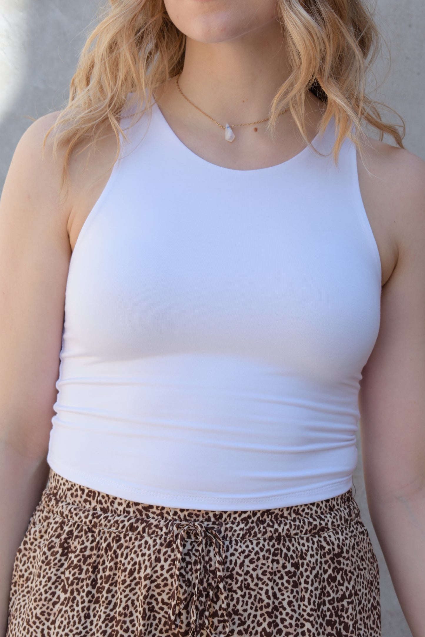 super soft double layered high neck tank slightly cropped perfect staple piece for summer