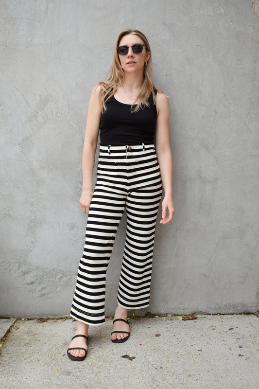 striped wide leg pants