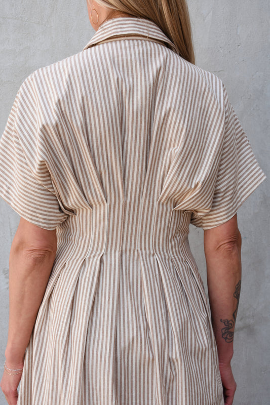 striped midi shirt dress