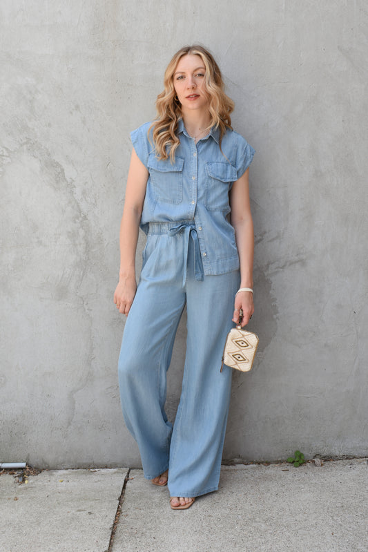 tencel tie waist pants