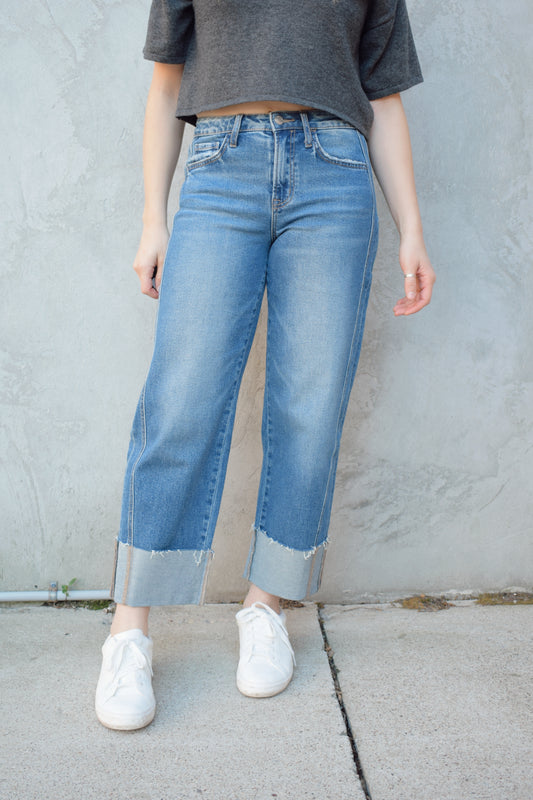 cuffed barrel jeans