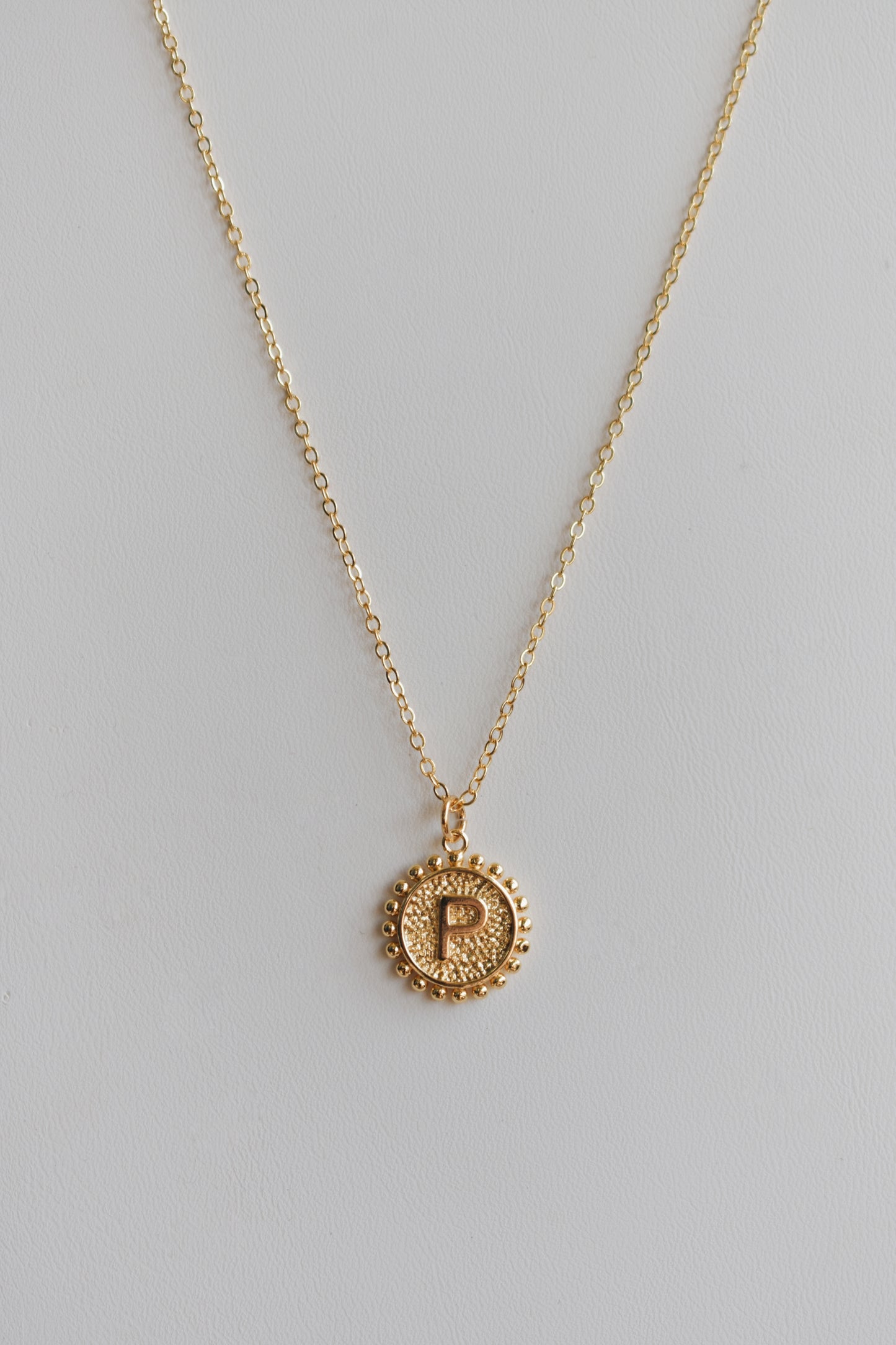 revival made goods initial alphabet pendant gold plated necklace us maker letter P