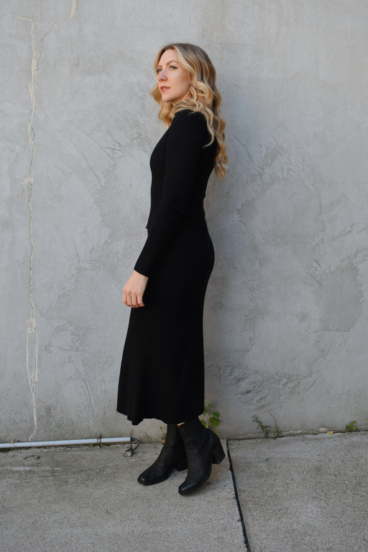 ribbed fit and flare midi