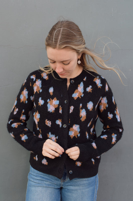 abstract floral cardigan