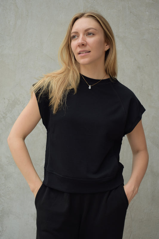 offset cap sleeve top