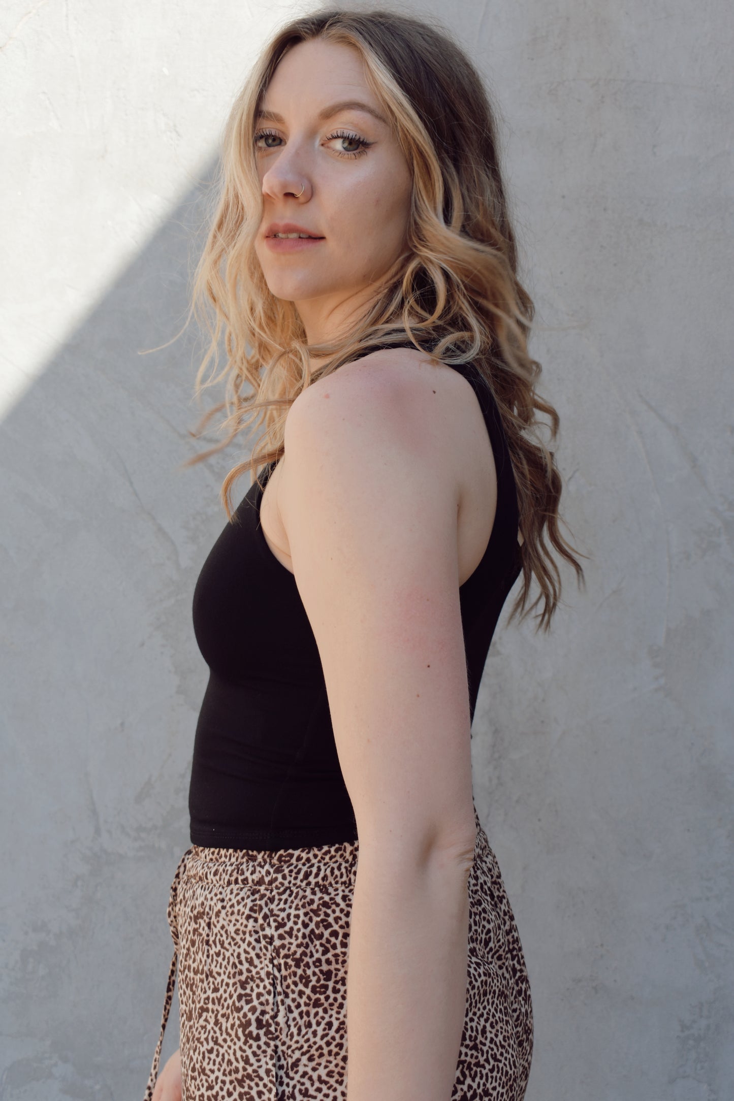 super soft double layered high neck tank slightly cropped perfect staple piece for summer