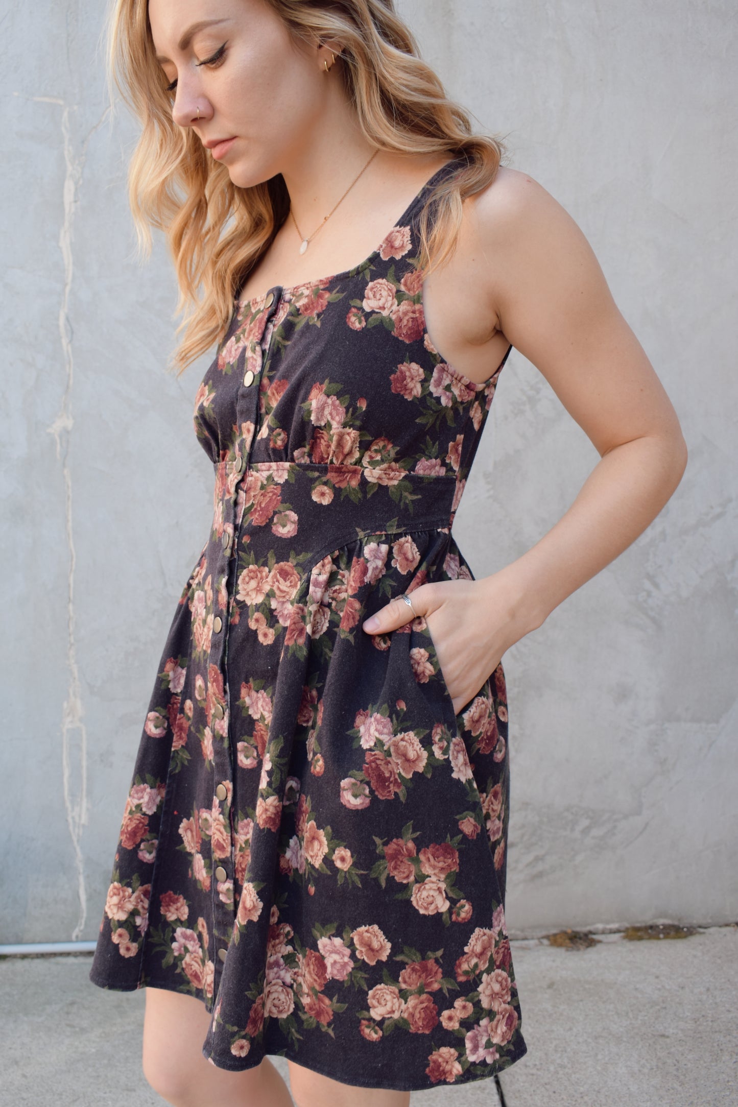 floral denim dress
