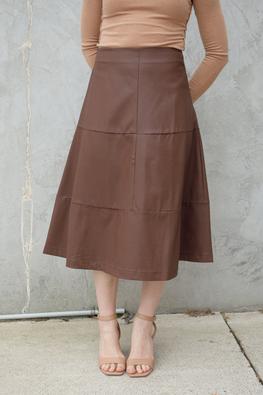 faux leather a line skirt