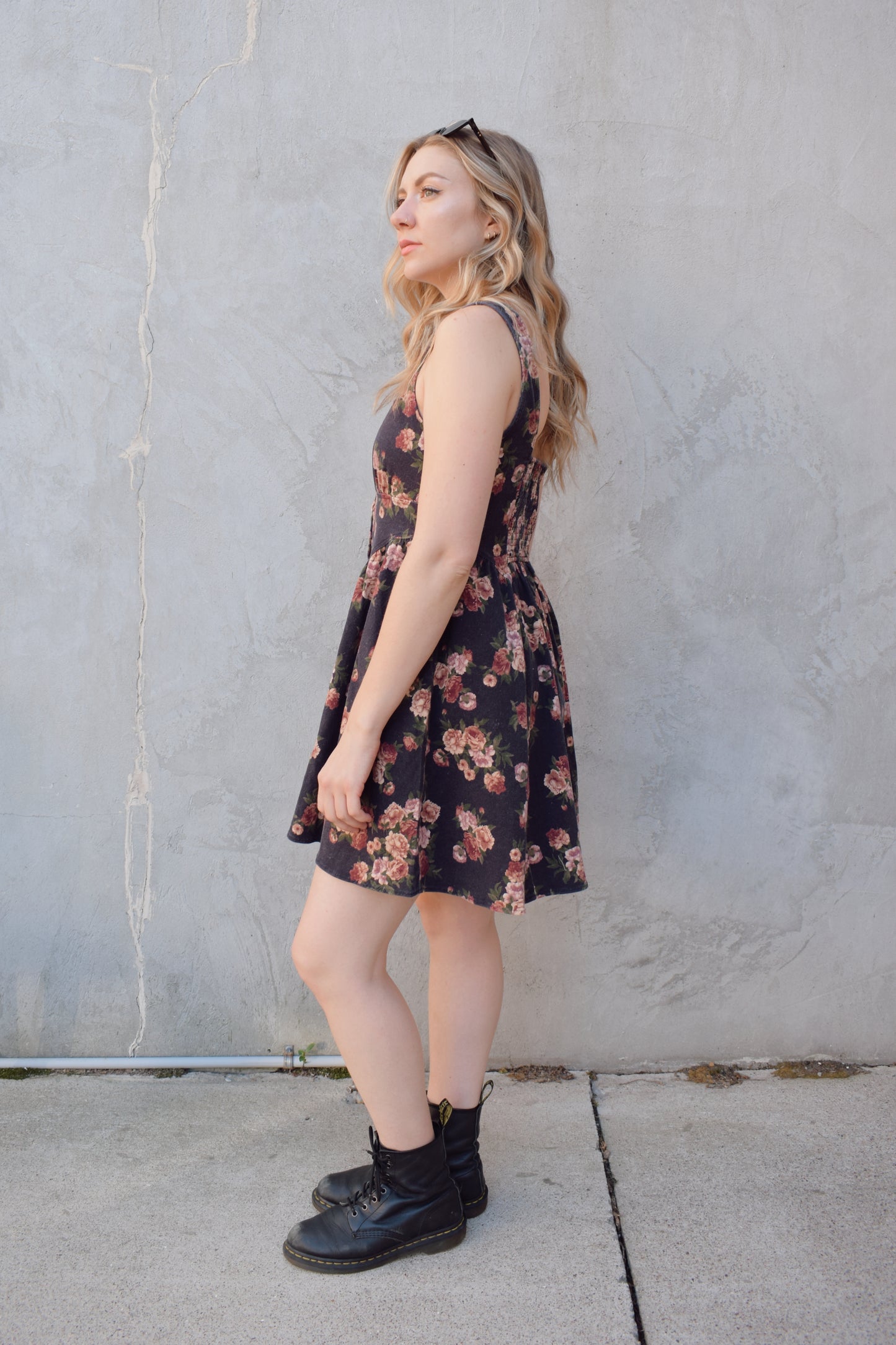 floral denim dress