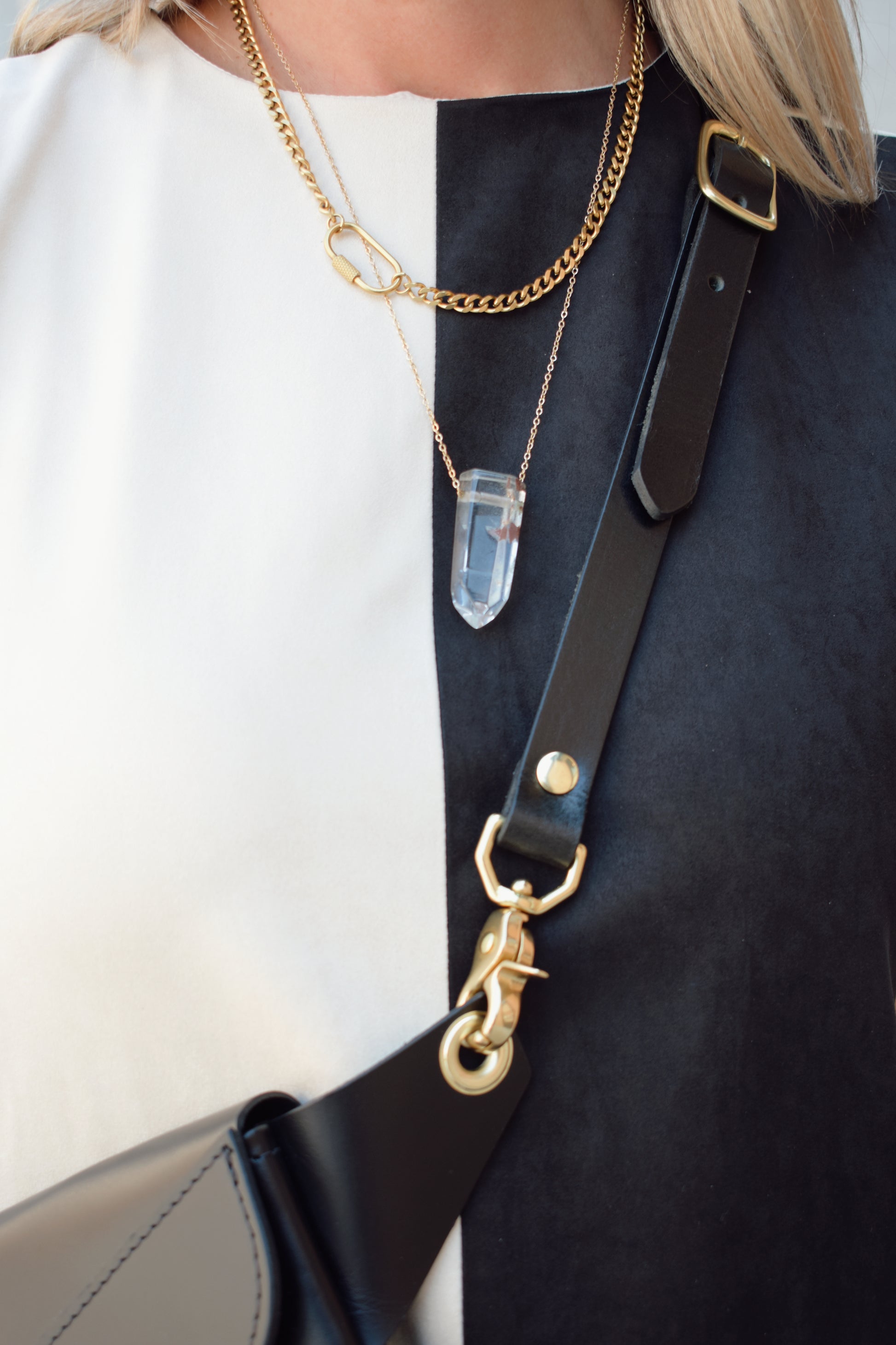 black and ivory color block shift mini dress high neckline sleeveless has pockets