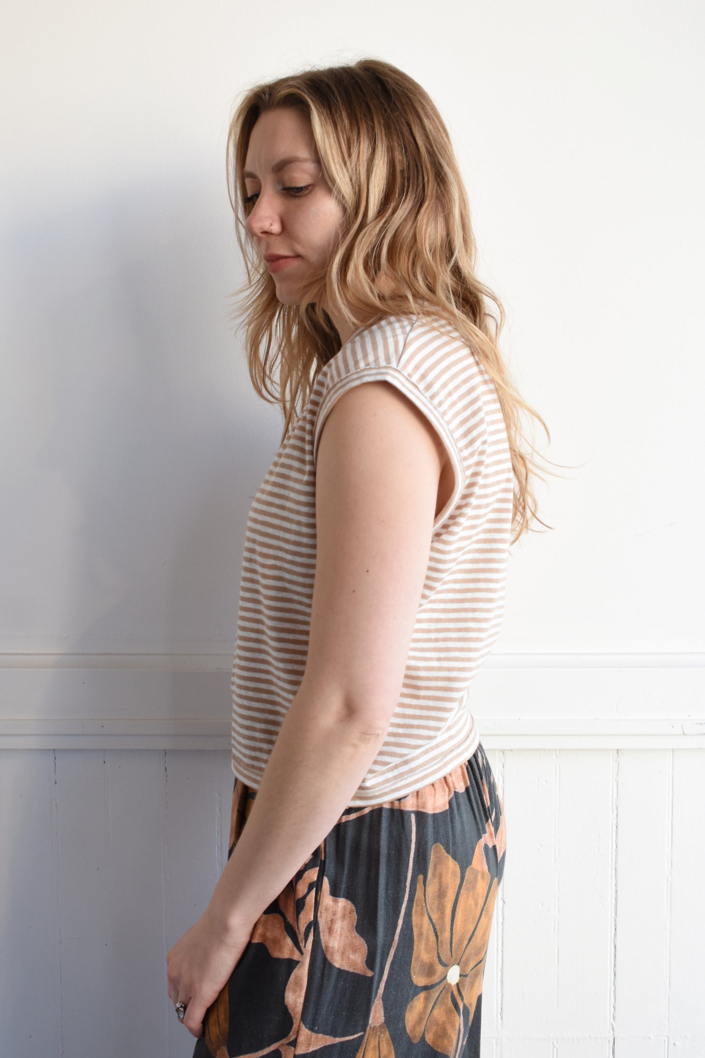 striped boxy tee