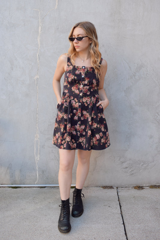floral denim dress