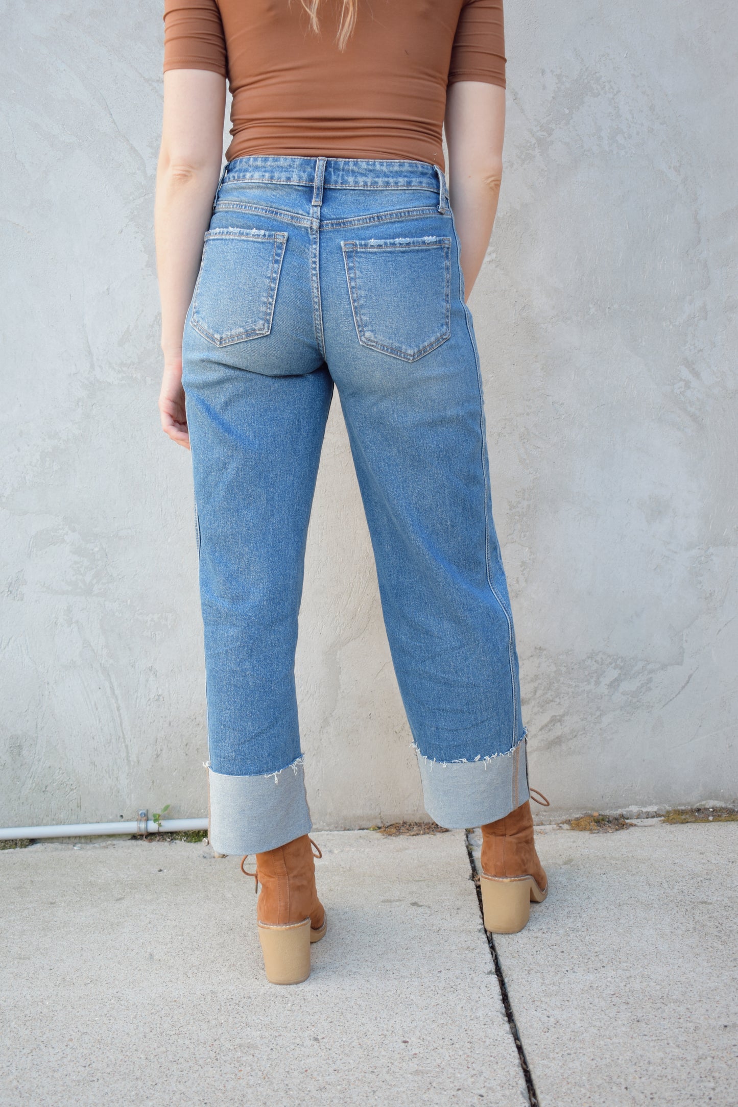 cuffed barrel jeans