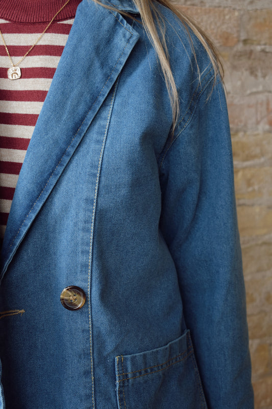 washed denim blazer