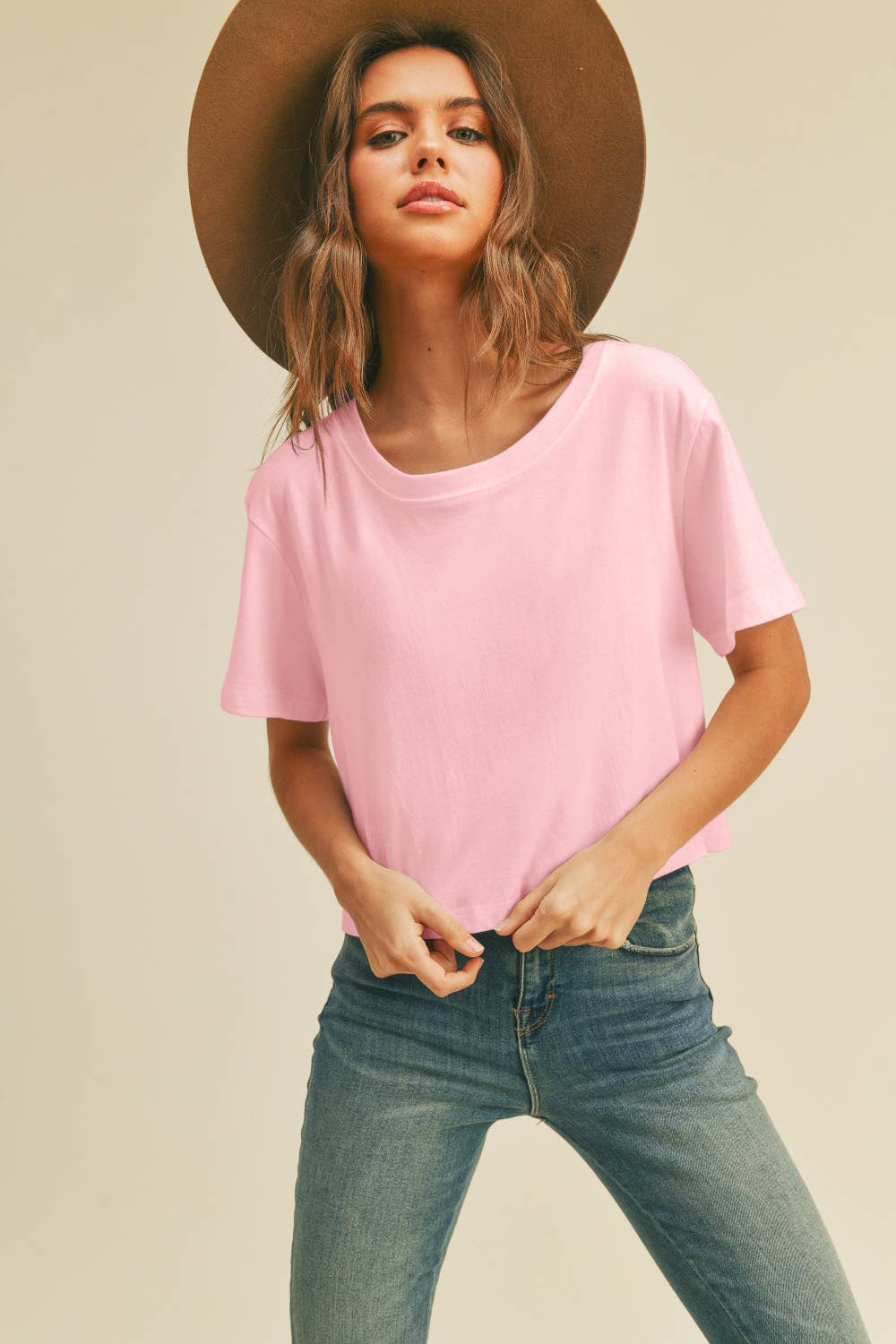 Honestee - TSTW1003WS Premium Garment Washed Blank Boxy Crop Tee