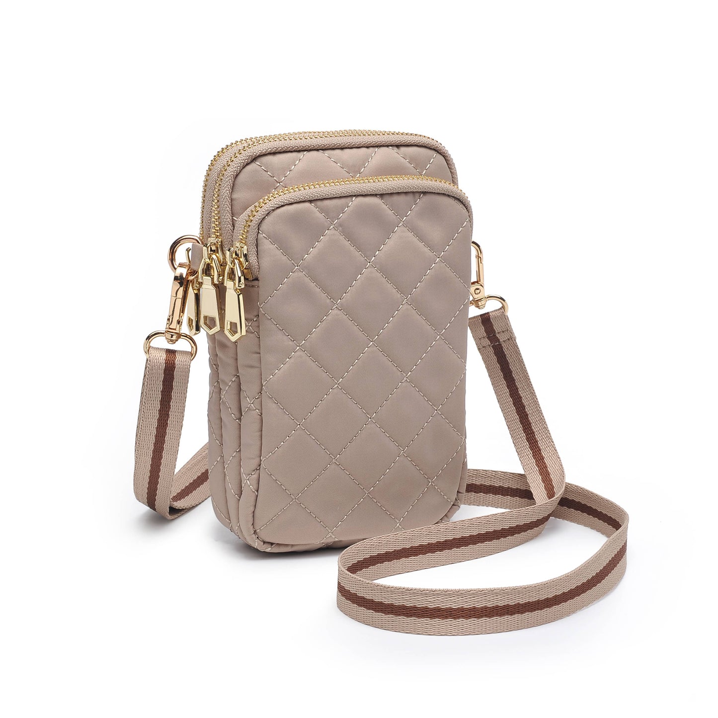 Sol and Selene - Divide & Conquer Quilted Crossbody: Black nude cream