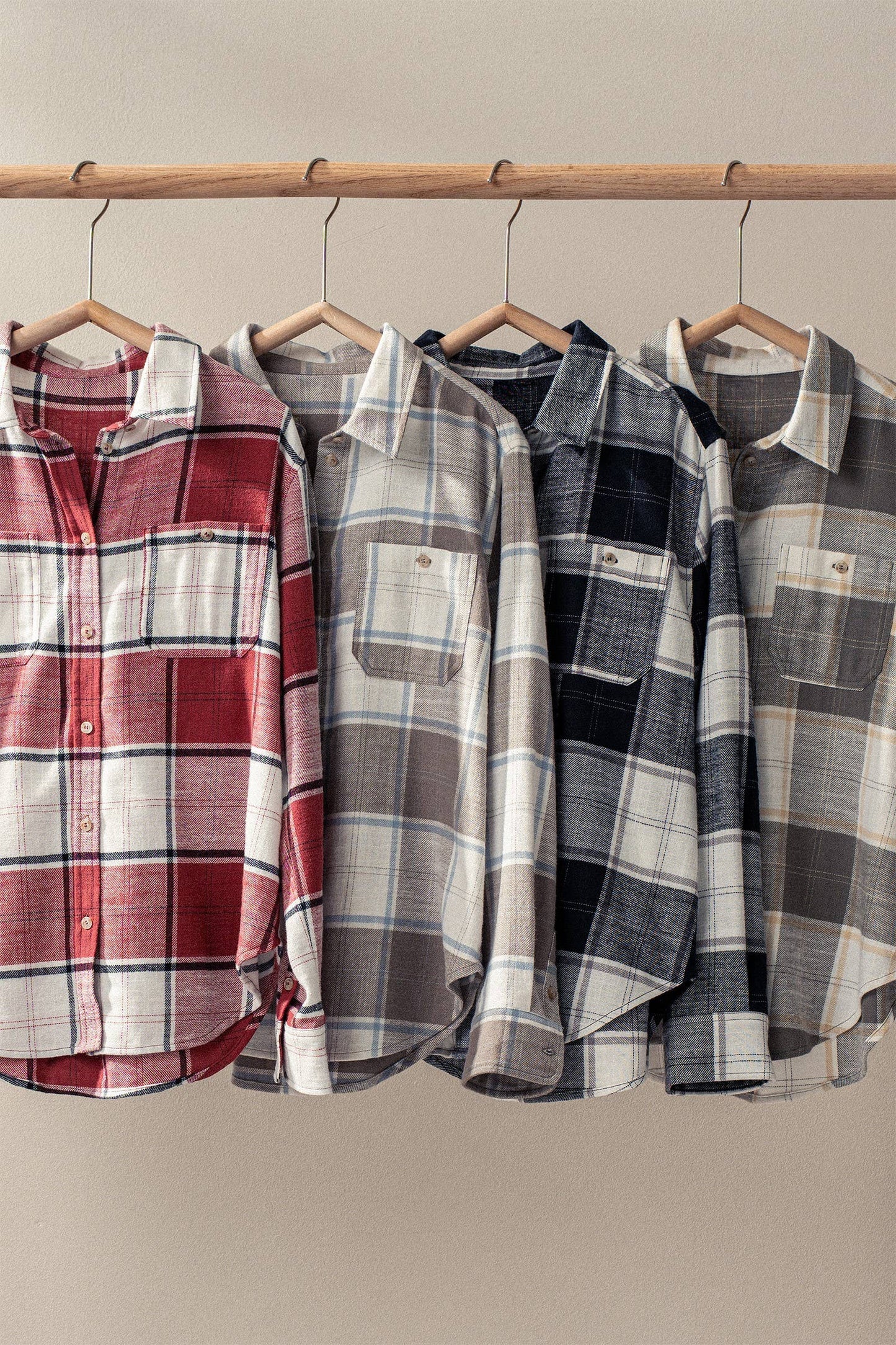 Urban Daizy - Western Plaid Button-Up Relaxed Fit Shirt