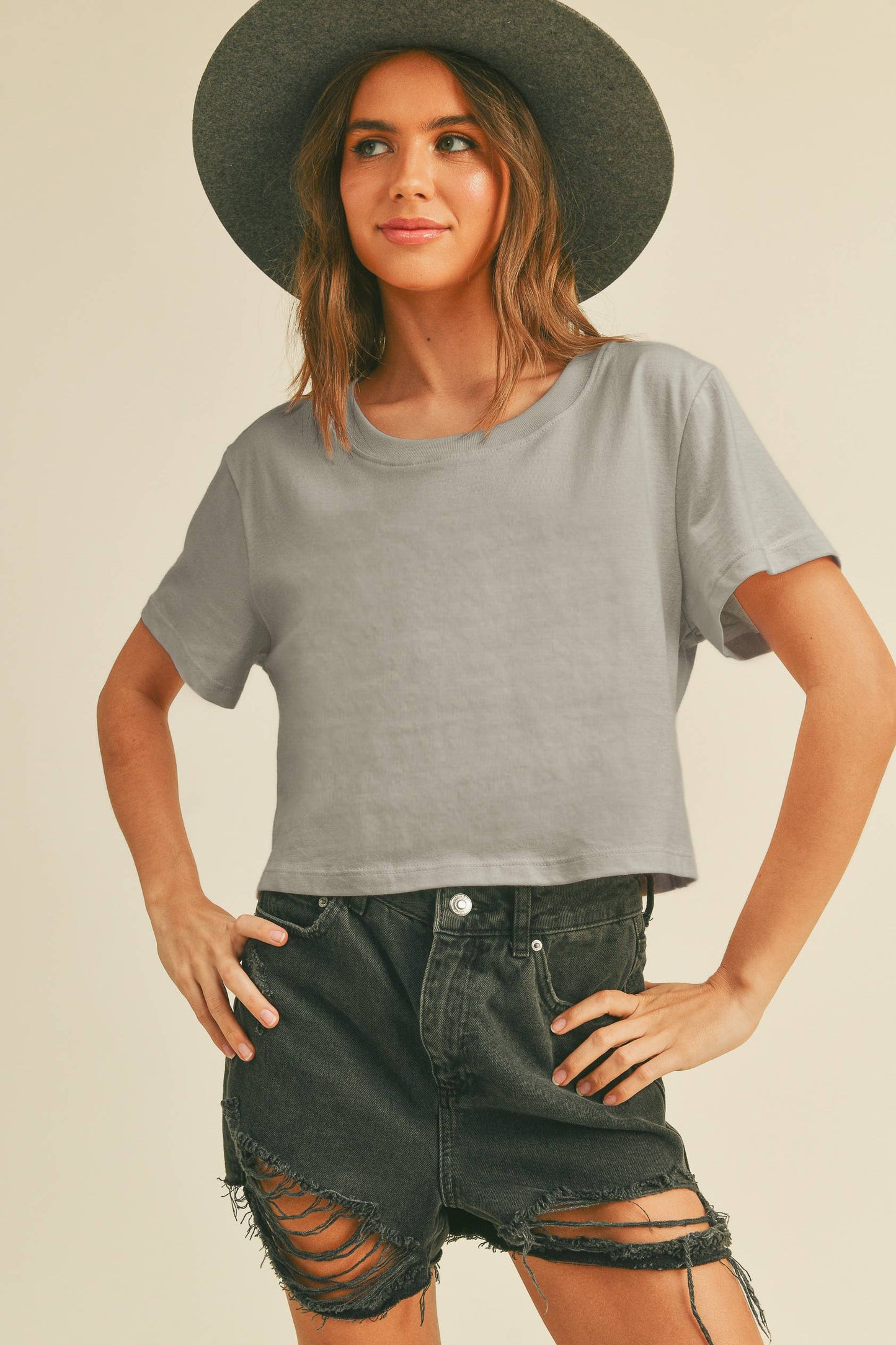 Honestee - TSTW1003WS Premium Garment Washed Blank Boxy Crop Tee