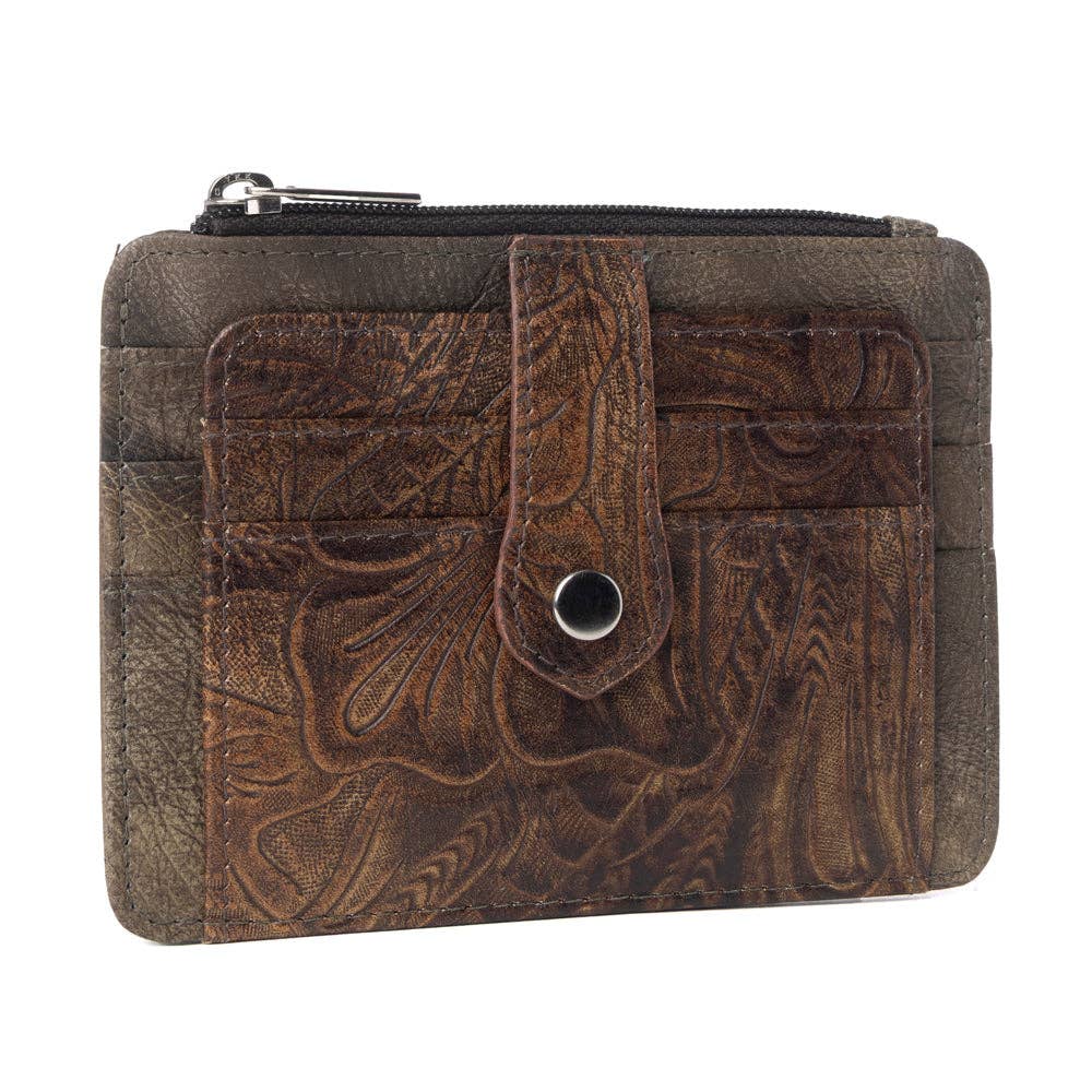 Embossed Leather Credit Card Holder