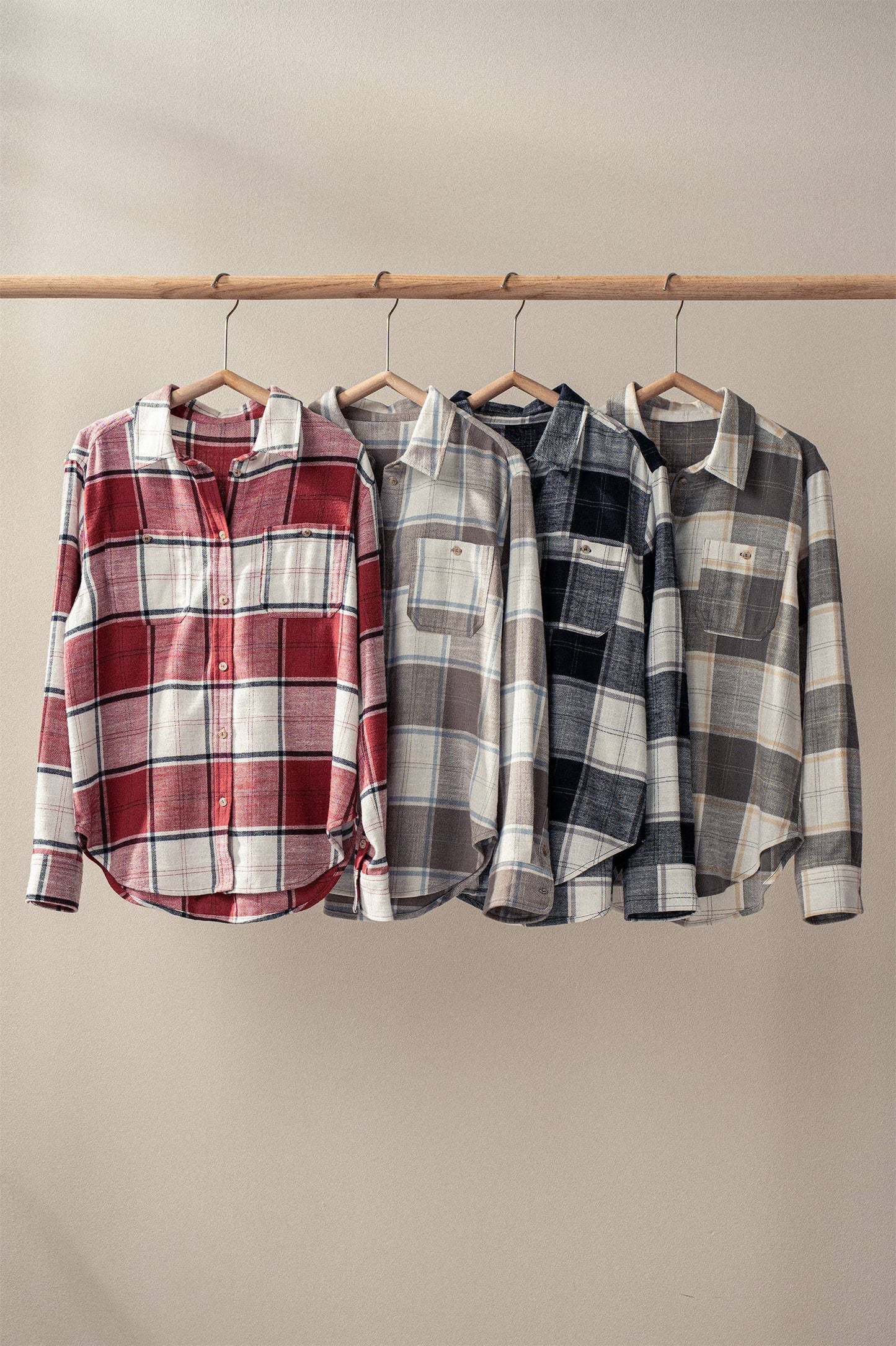 Urban Daizy - Western Plaid Button-Up Relaxed Fit Shirt