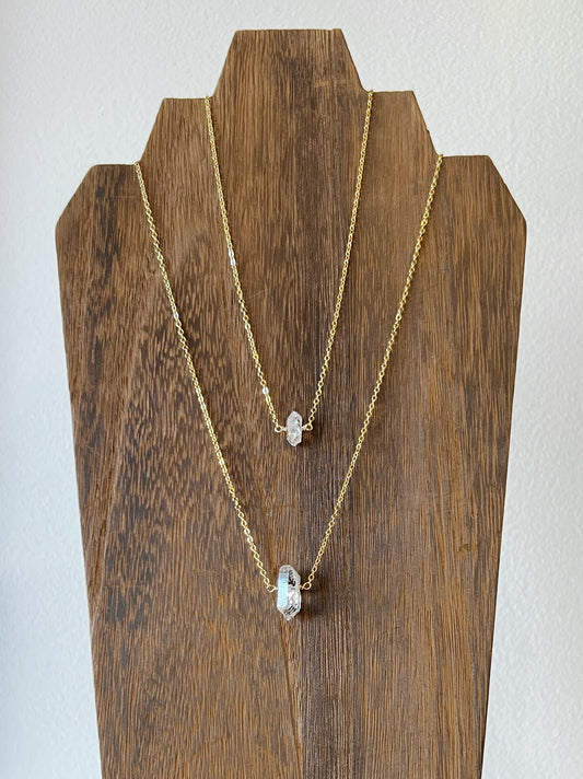 herkimer diamond pendant dainty gold plated 19 inch necklace usa made