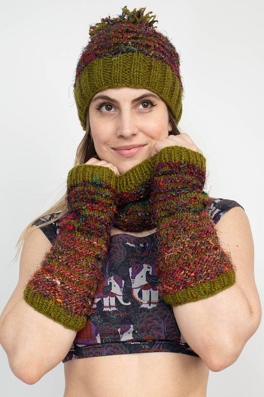 recycled silk fingerless gloves